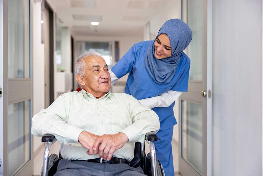 nurse taking care of a senior patient