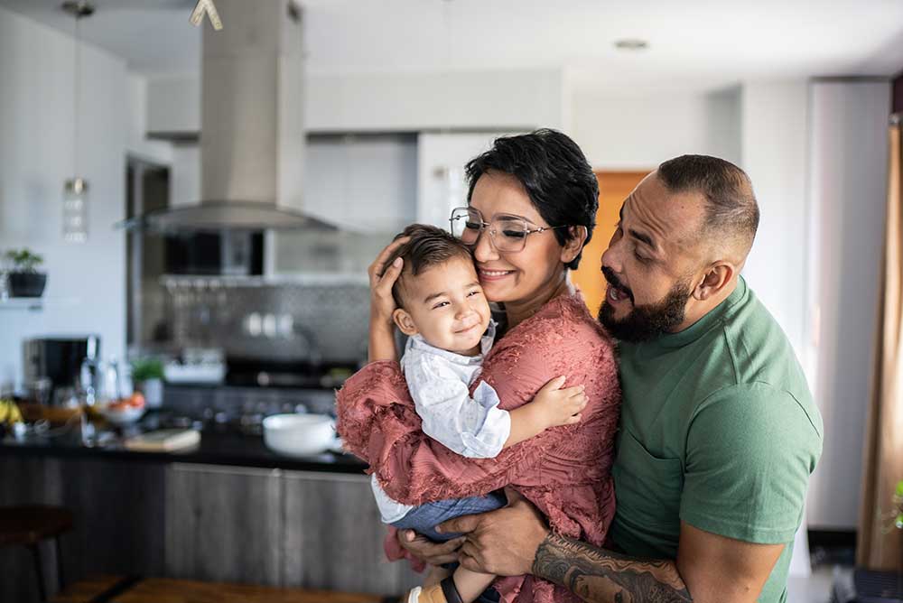 hispanic family together at home